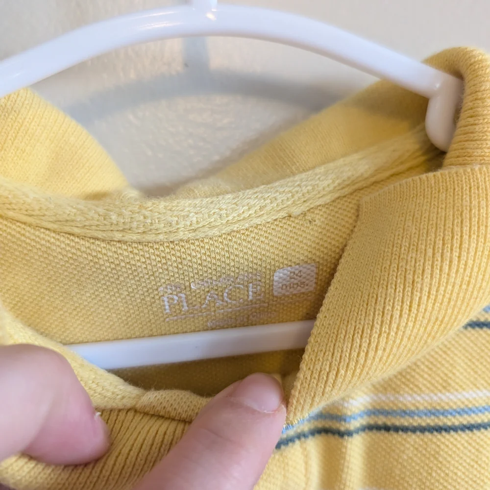 The Children's Place Yellow and Gray Striped Polo